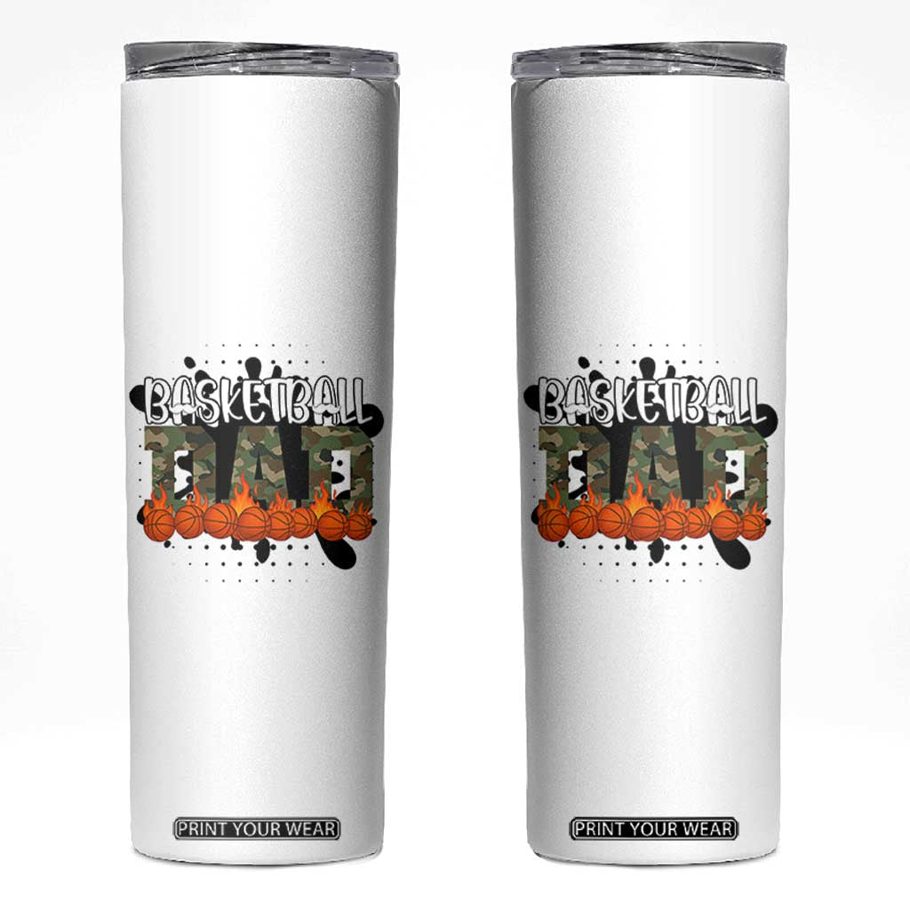 Basketball Dad Skinny Tumbler Camouflage Flame Graphic For Sport Lover TS12 White Print Your Wear