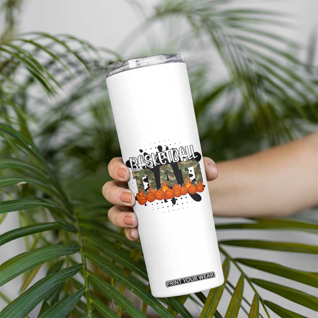 Basketball Dad Skinny Tumbler Camouflage Flame Graphic For Sport Lover TS12 Print Your Wear