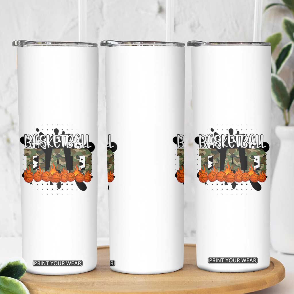 Basketball Dad Skinny Tumbler Camouflage Flame Graphic For Sport Lover TS12 Print Your Wear