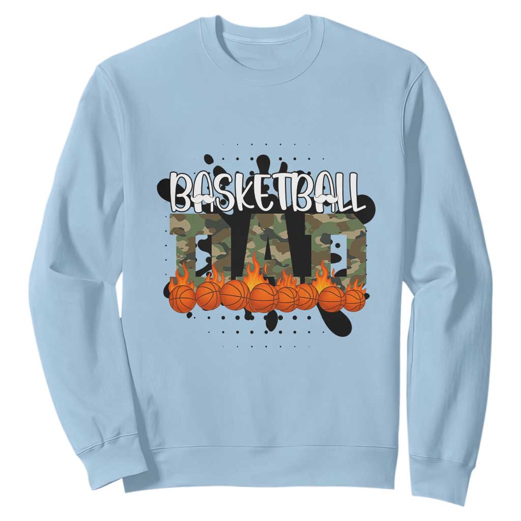 Basketball Dad Sweatshirt Camouflage Flame Graphic For Sport Lover TS12 Light Blue Print Your Wear