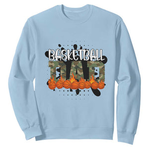 Basketball Dad Sweatshirt Camouflage Flame Graphic For Sport Lover TS12 Light Blue Print Your Wear