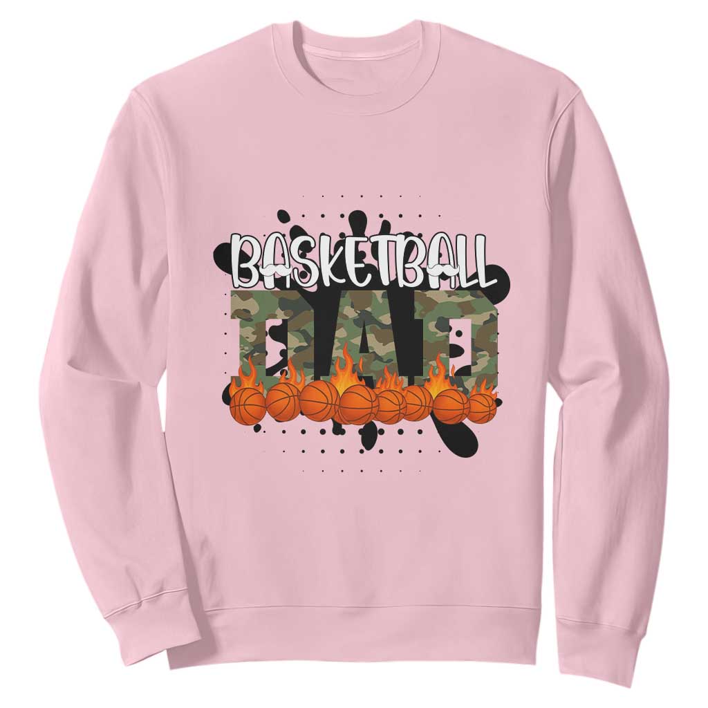 Basketball Dad Sweatshirt Camouflage Flame Graphic For Sport Lover TS12 Light Pink Print Your Wear
