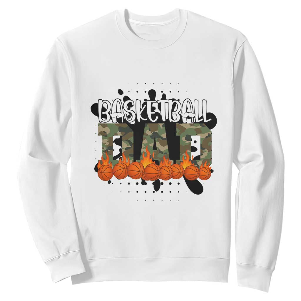 Basketball Dad Sweatshirt Camouflage Flame Graphic For Sport Lover TS12 White Print Your Wear