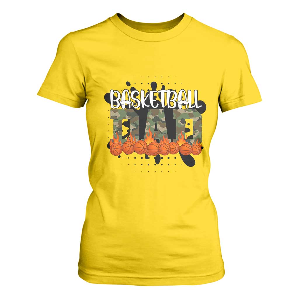 Basketball Dad T Shirt For Women Camouflage Flame Graphic For Sport Lover TS12 Daisy Print Your Wear