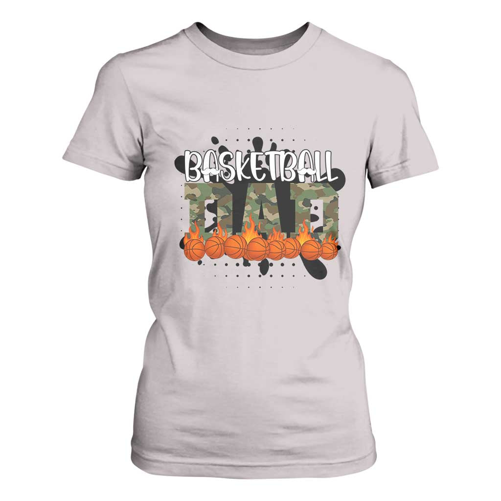 Basketball Dad T Shirt For Women Camouflage Flame Graphic For Sport Lover TS12 Ice Gray Print Your Wear