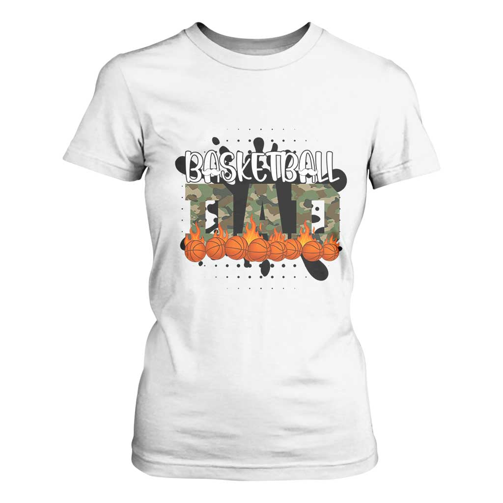 Basketball Dad T Shirt For Women Camouflage Flame Graphic For Sport Lover TS12 White Print Your Wear