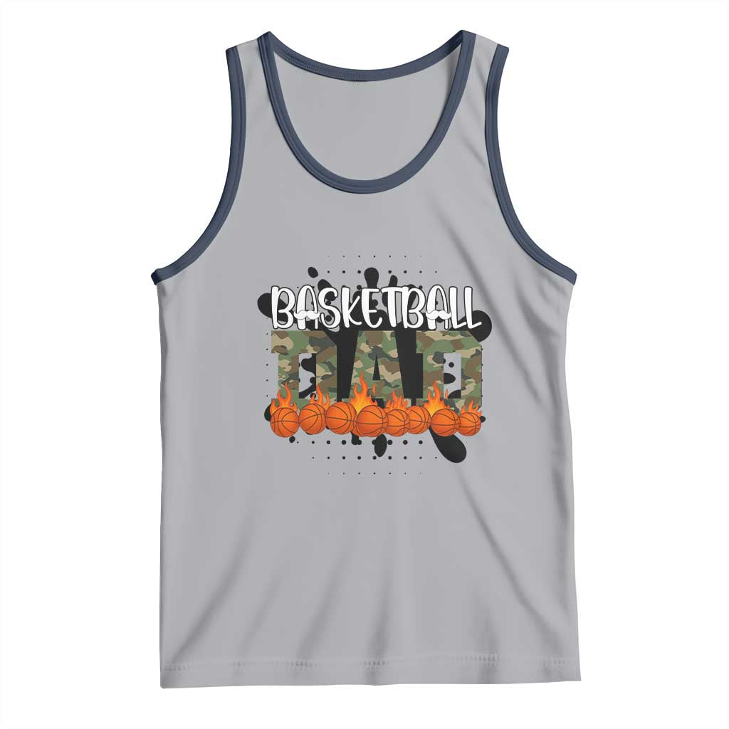 Basketball Dad Tank Top Camouflage Flame Graphic For Sport Lover TS12 Athletic Heather Navy Print Your Wear