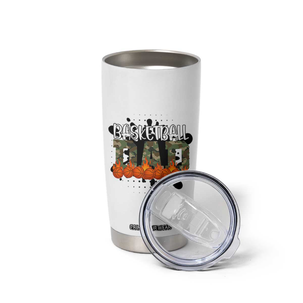 Basketball Dad Tumbler Cup Camouflage Flame Graphic For Sport Lover TS12 Print Your Wear