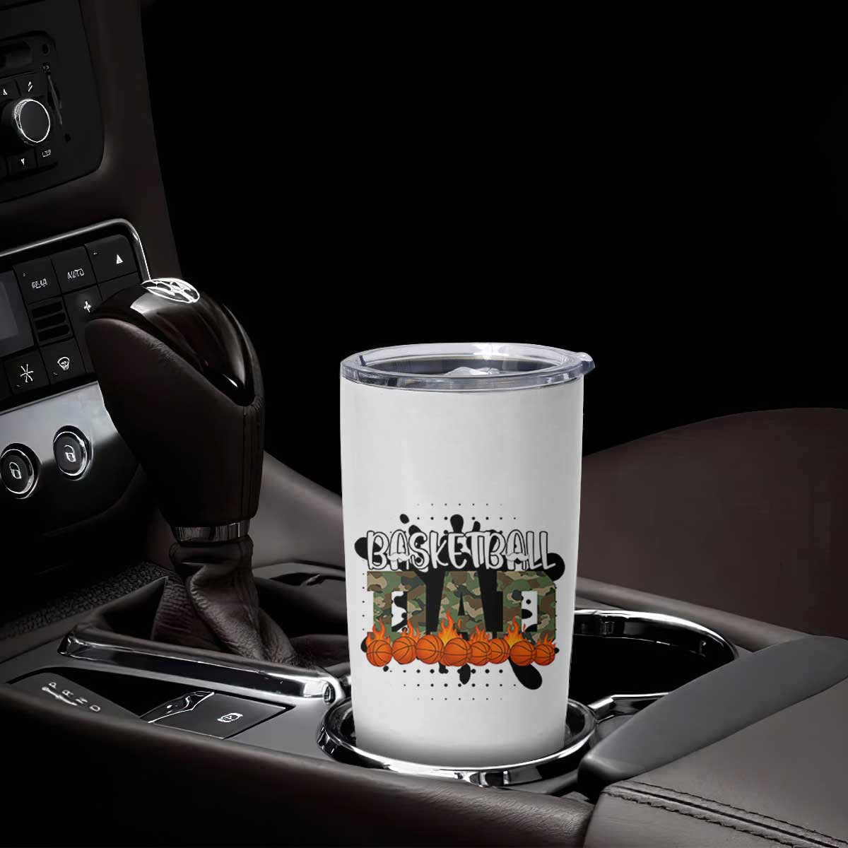 Basketball Dad Tumbler Cup Camouflage Flame Graphic For Sport Lover TS12 Print Your Wear