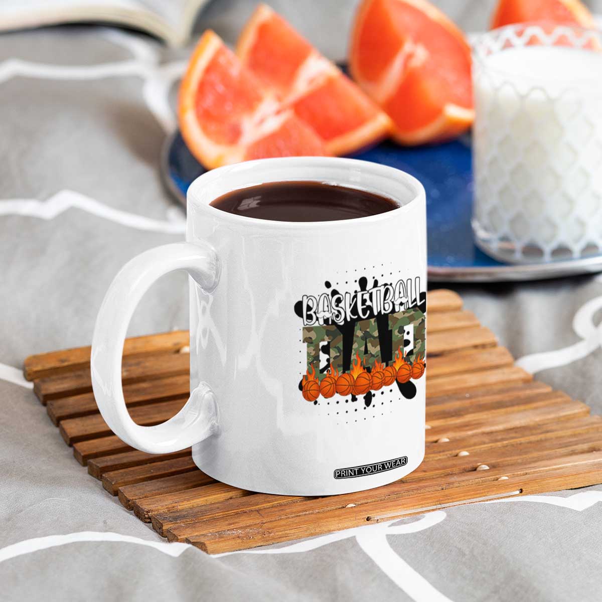 Basketball Dad Coffee Mug Camouflage Flame Graphic For Sport Lover TS12 Print Your Wear