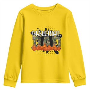 Basketball Dad Youth Sweatshirt Camouflage Flame Graphic For Sport Lover TS12 Daisy Print Your Wear