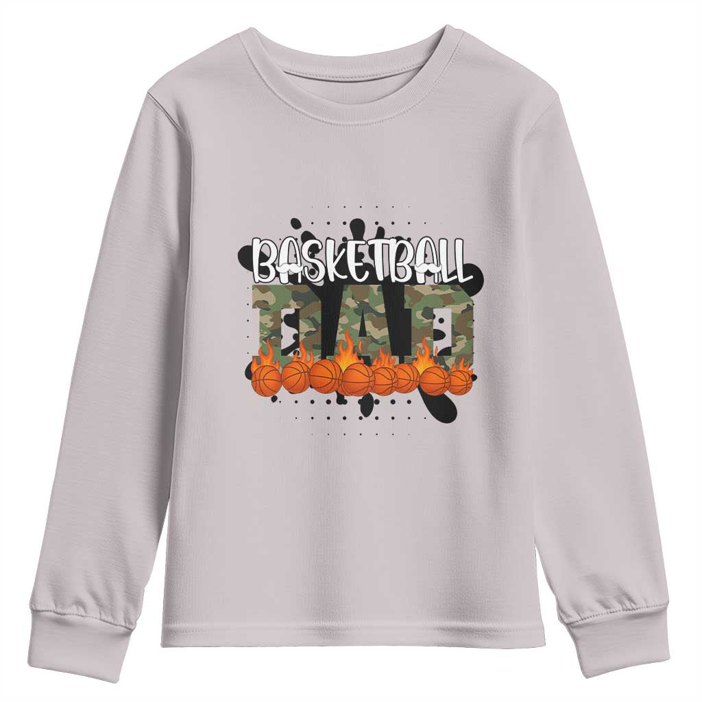 Basketball Dad Youth Sweatshirt Camouflage Flame Graphic For Sport Lover TS12 Ice Gray Print Your Wear