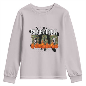 Basketball Dad Youth Sweatshirt Camouflage Flame Graphic For Sport Lover TS12 Ice Gray Print Your Wear
