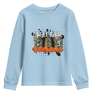 Basketball Dad Youth Sweatshirt Camouflage Flame Graphic For Sport Lover TS12 Light Blue Print Your Wear