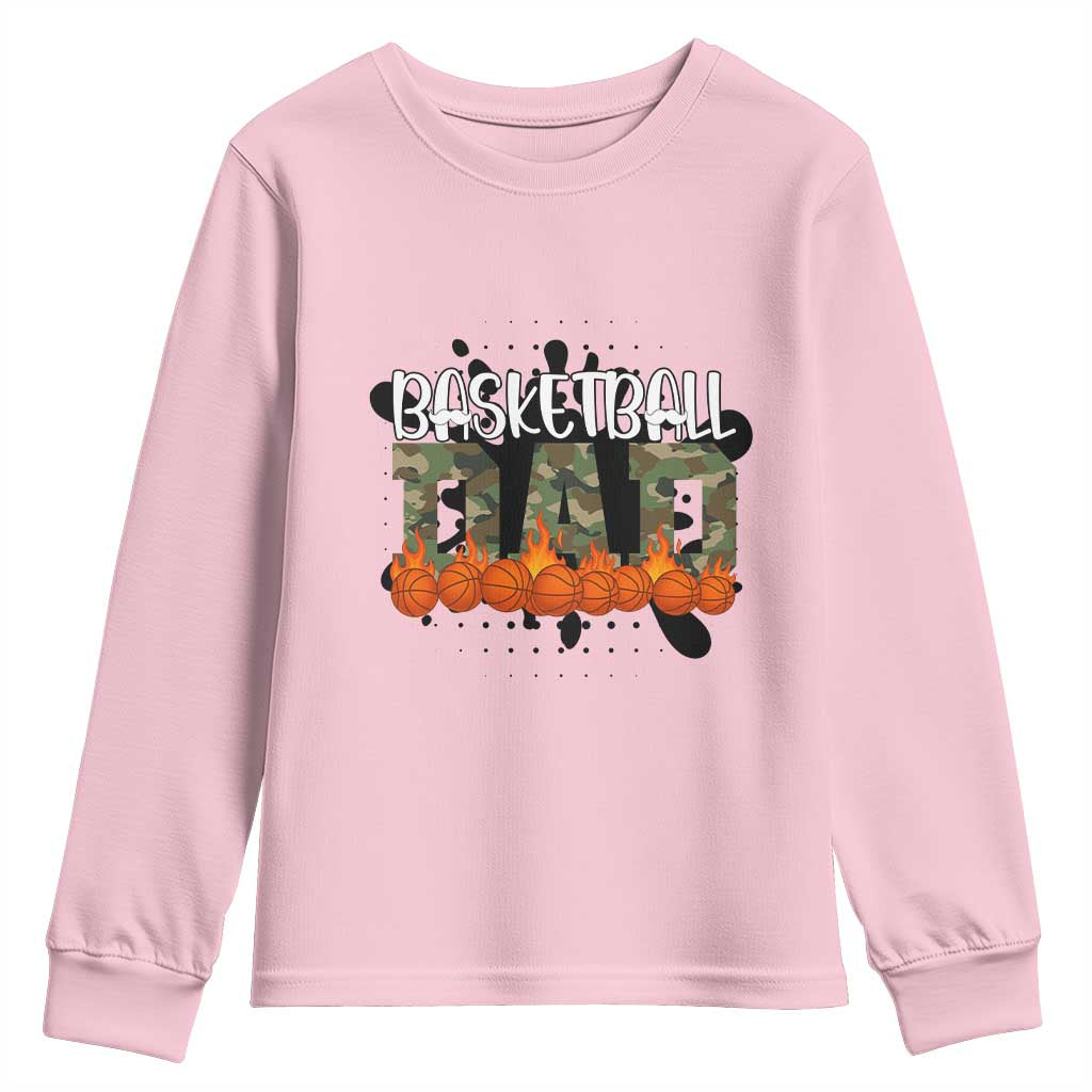 Basketball Dad Youth Sweatshirt Camouflage Flame Graphic For Sport Lover TS12 Light Pink Print Your Wear