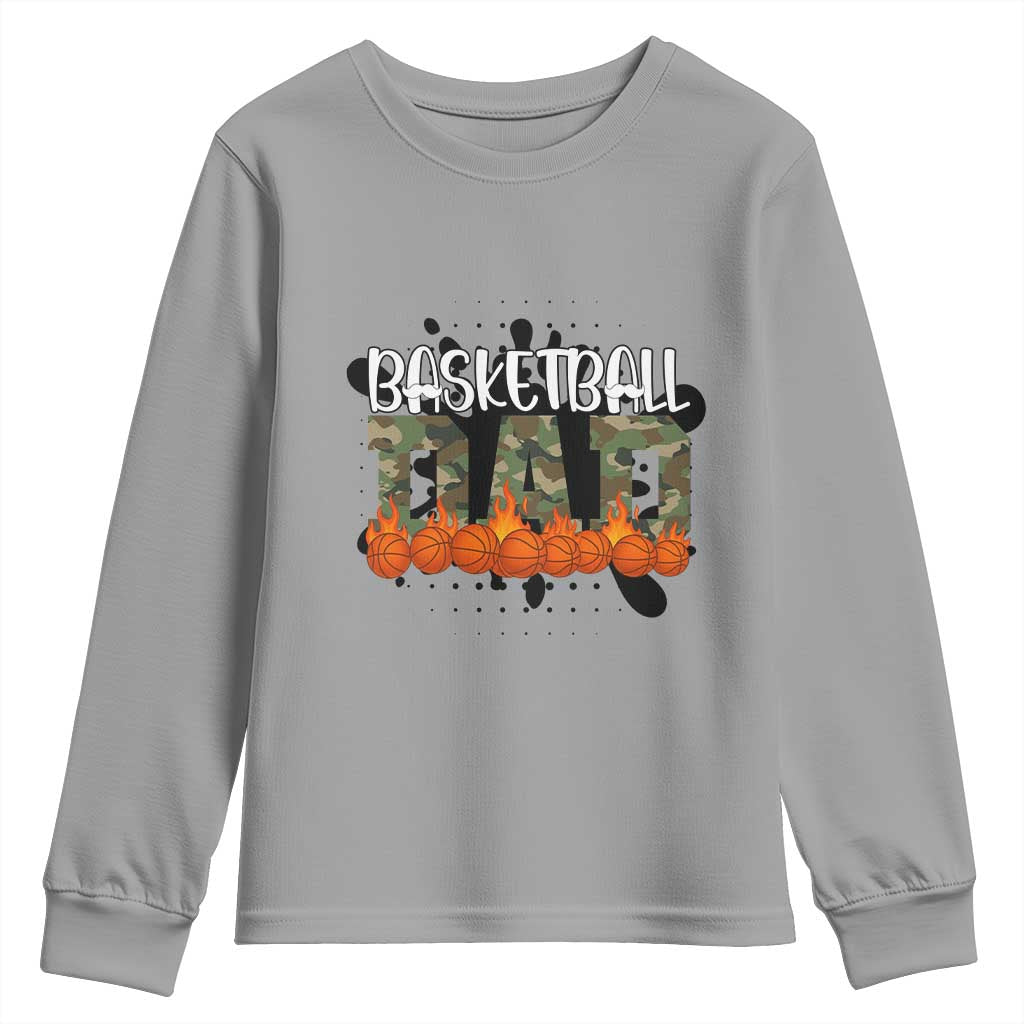 Basketball Dad Youth Sweatshirt Camouflage Flame Graphic For Sport Lover TS12 Sport Gray Print Your Wear