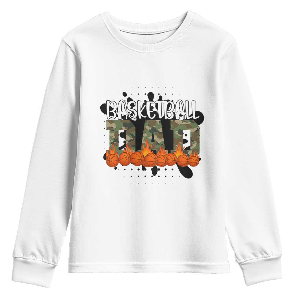 Basketball Dad Youth Sweatshirt Camouflage Flame Graphic For Sport Lover TS12 White Print Your Wear