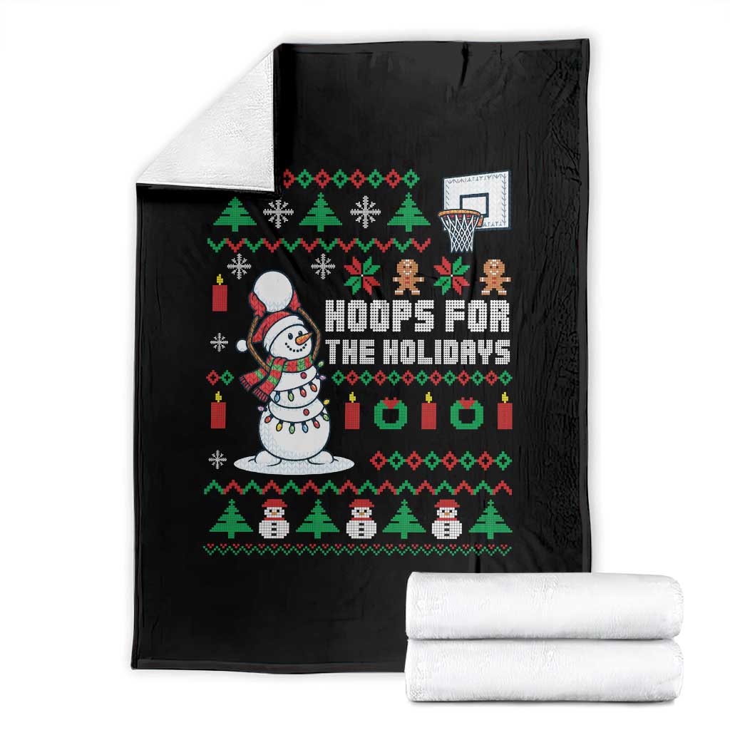 Funny Christmas Basketball Snowmen Throw Blanket Hoops For The Holidays Ugly Sweater TS12 Black Print Your Wear