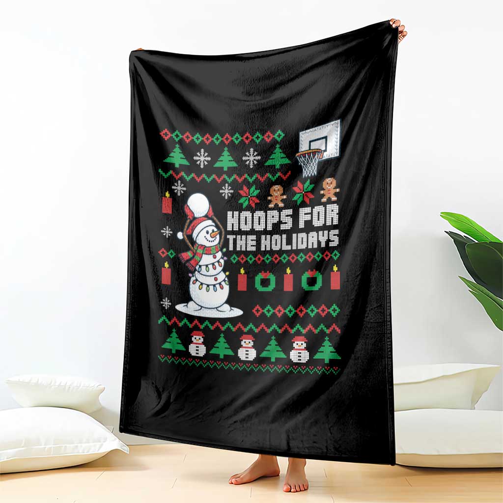 Funny Christmas Basketball Snowmen Throw Blanket Hoops For The Holidays Ugly Sweater TS12 Print Your Wear