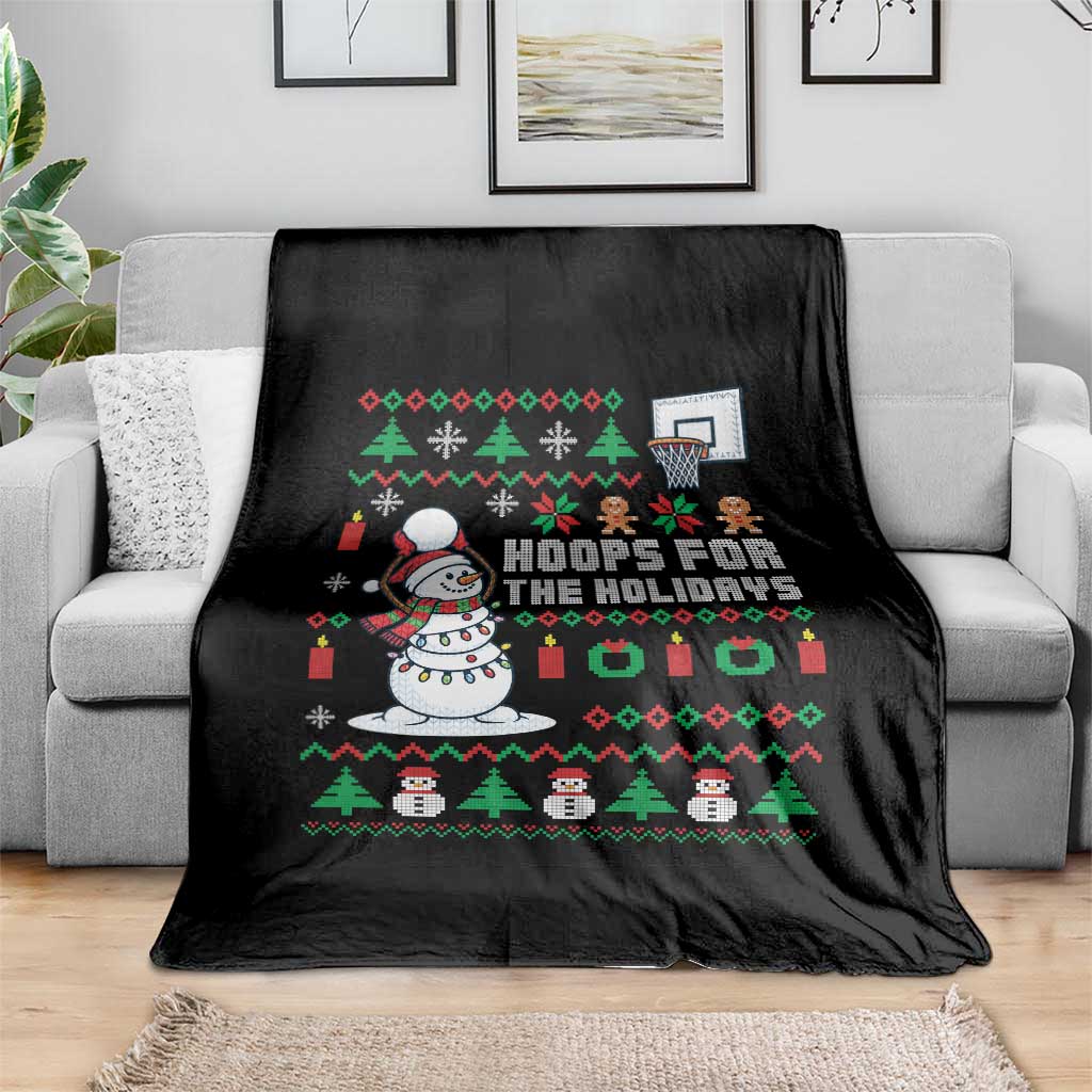Funny Christmas Basketball Snowmen Throw Blanket Hoops For The Holidays Ugly Sweater TS12 Print Your Wear