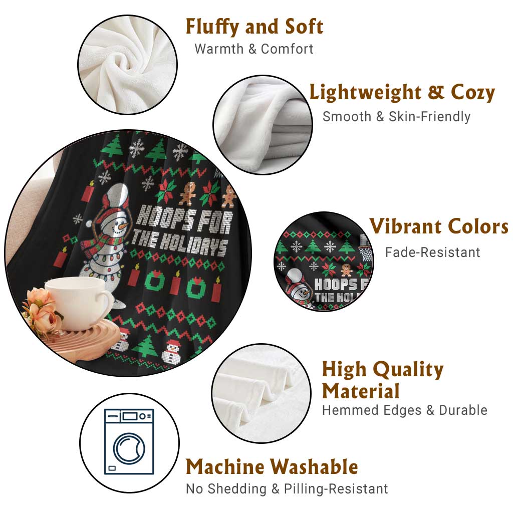 Funny Christmas Basketball Snowmen Throw Blanket Hoops For The Holidays Ugly Sweater TS12 Print Your Wear