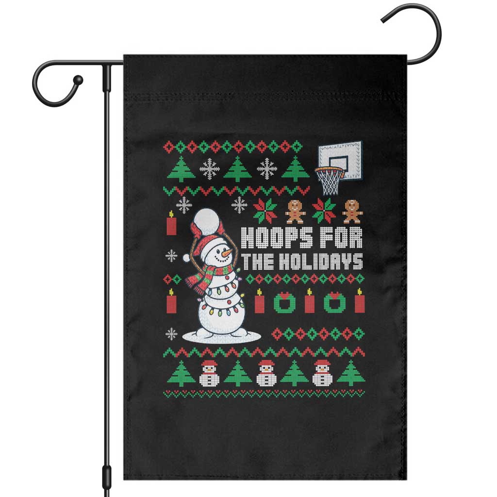 Funny Christmas Basketball Snowmen Garden Flag Hoops For The Holidays Ugly Sweater TS12 Black Print Your Wear