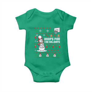 Funny Christmas Basketball Snowmen Baby Onesie Hoops For The Holidays Ugly Sweater TS12 Irish Green Print Your Wear