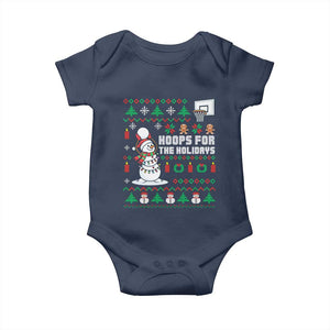 Funny Christmas Basketball Snowmen Baby Onesie Hoops For The Holidays Ugly Sweater TS12 Navy Print Your Wear