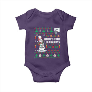 Funny Christmas Basketball Snowmen Baby Onesie Hoops For The Holidays Ugly Sweater TS12 Purple Print Your Wear