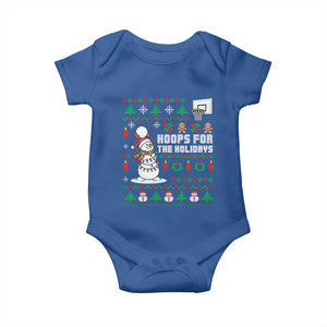 Funny Christmas Basketball Snowmen Baby Onesie Hoops For The Holidays Ugly Sweater TS12 Royal Blue Print Your Wear