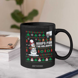 Funny Christmas Basketball Snowmen Coffee Mug Hoops For The Holidays Ugly Sweater TS12 Print Your Wear