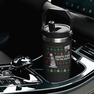 Funny Christmas Basketball Snowmen Flip Straw Tumbler Hoops For The Holidays Ugly Sweater TS12 Print Your Wear
