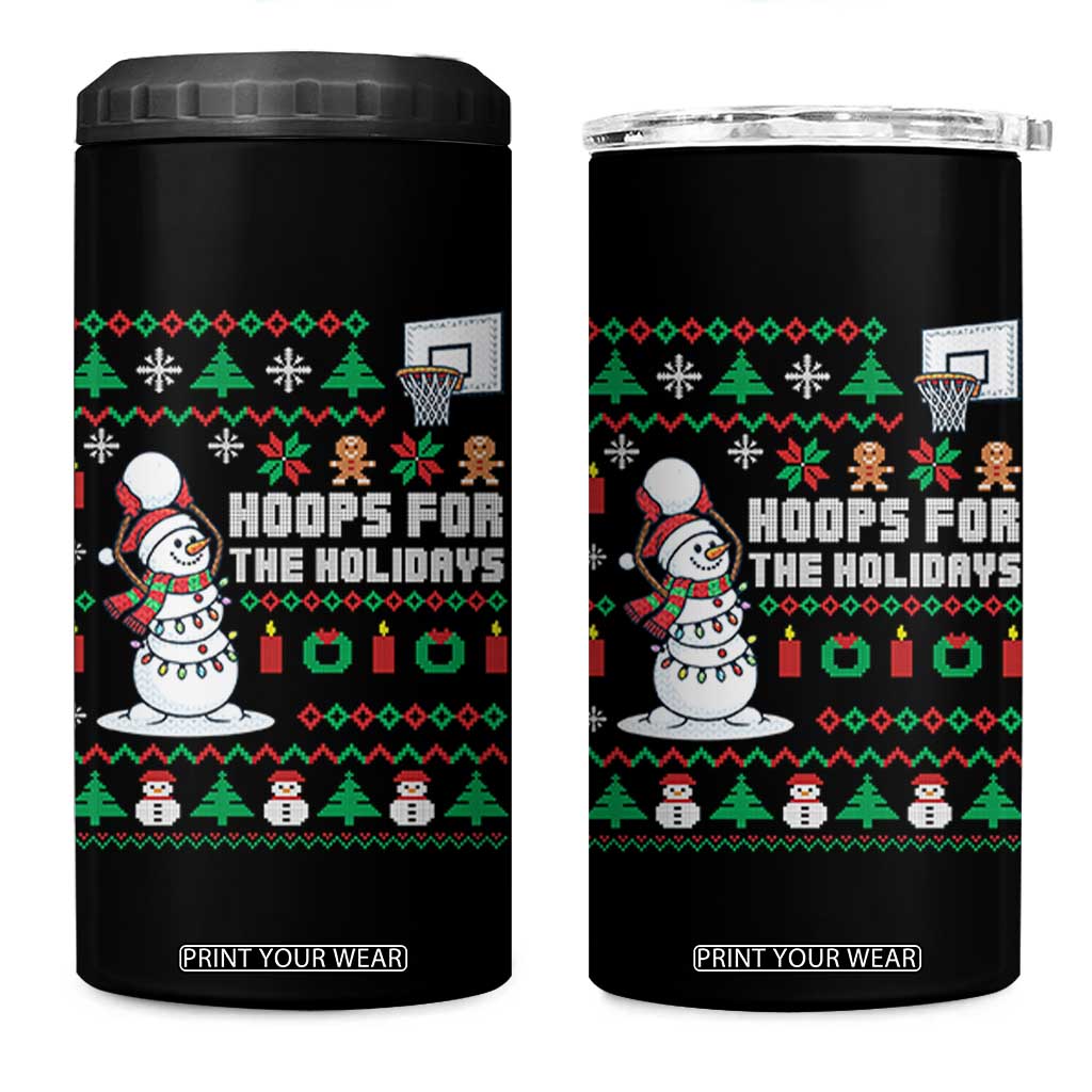Funny Christmas Basketball Snowmen 4 in 1 Can Cooler Tumbler Hoops For The Holidays Ugly Sweater TS12 One Size: 16 oz Black Print Your Wear