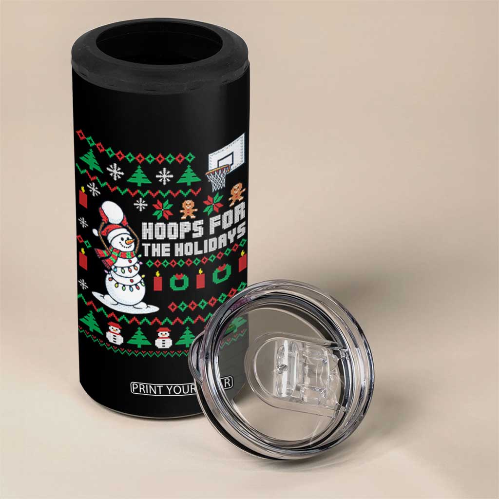 Funny Christmas Basketball Snowmen 4 in 1 Can Cooler Tumbler Hoops For The Holidays Ugly Sweater TS12 Print Your Wear