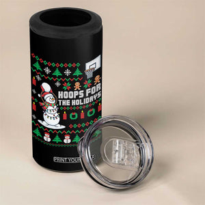 Funny Christmas Basketball Snowmen 4 in 1 Can Cooler Tumbler Hoops For The Holidays Ugly Sweater TS12 Print Your Wear