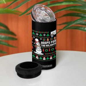 Funny Christmas Basketball Snowmen 4 in 1 Can Cooler Tumbler Hoops For The Holidays Ugly Sweater TS12 Print Your Wear