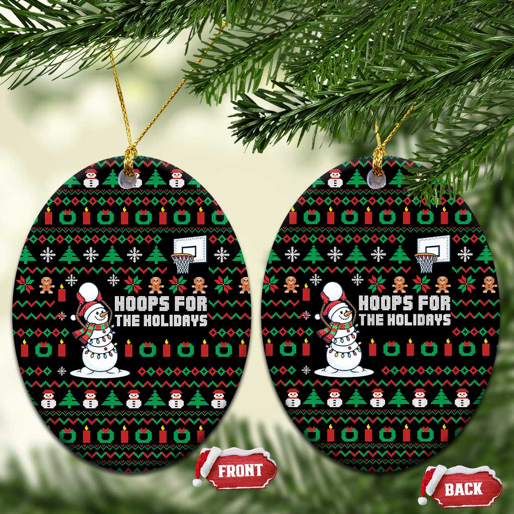 Funny Xmas Basketball Snowmen Christmas Ornament Hoops For The Holidays Ugly Sweater TS12 Oval Gold Print Your Wear