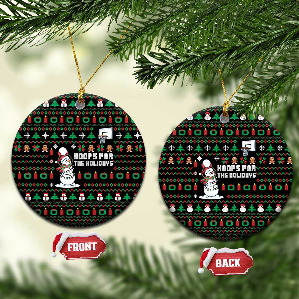 Funny Xmas Basketball Snowmen Christmas Ornament Hoops For The Holidays Ugly Sweater TS12 Circle Gold Print Your Wear