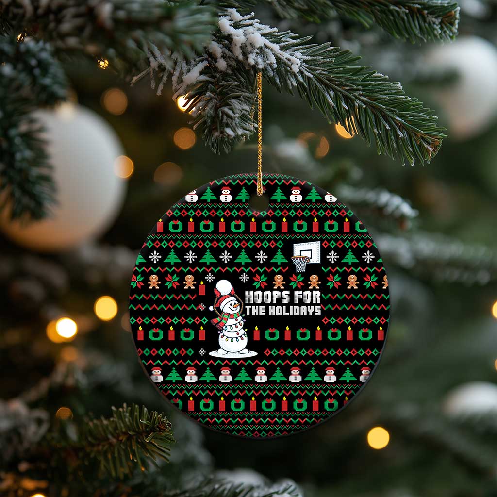 Funny Xmas Basketball Snowmen Christmas Ornament Hoops For The Holidays Ugly Sweater TS12 Print Your Wear