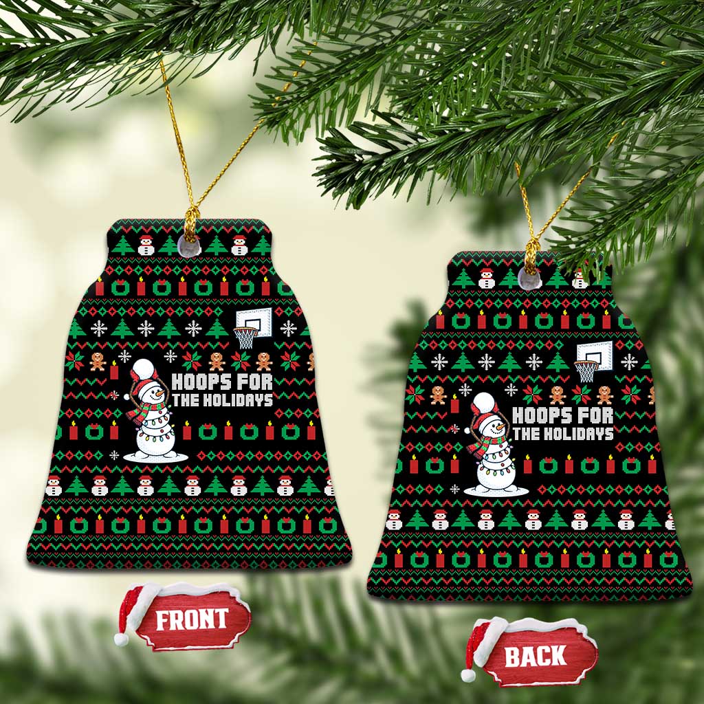 Funny Xmas Basketball Snowmen Christmas Ornament Hoops For The Holidays Ugly Sweater TS12 Bell Flake Gold Print Your Wear