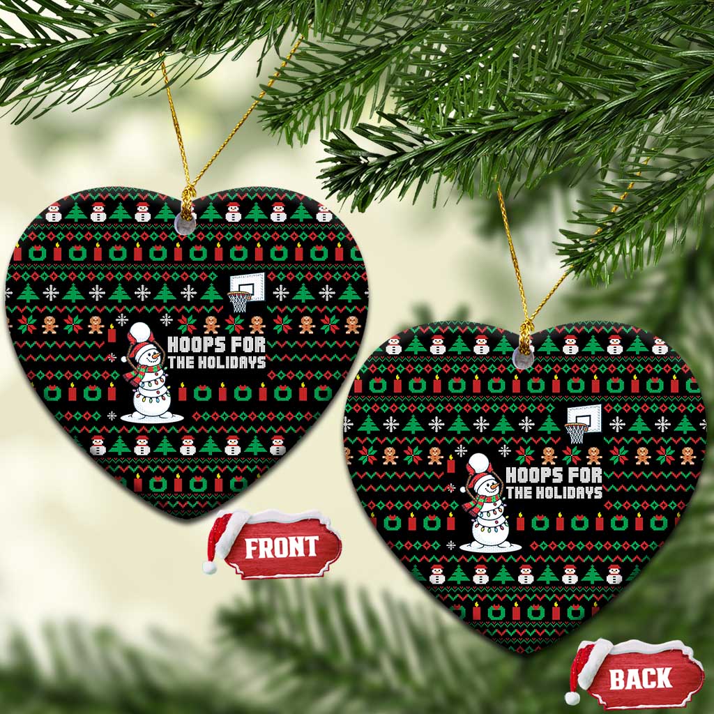 Funny Xmas Basketball Snowmen Christmas Ornament Hoops For The Holidays Ugly Sweater TS12 Heart Gold Print Your Wear