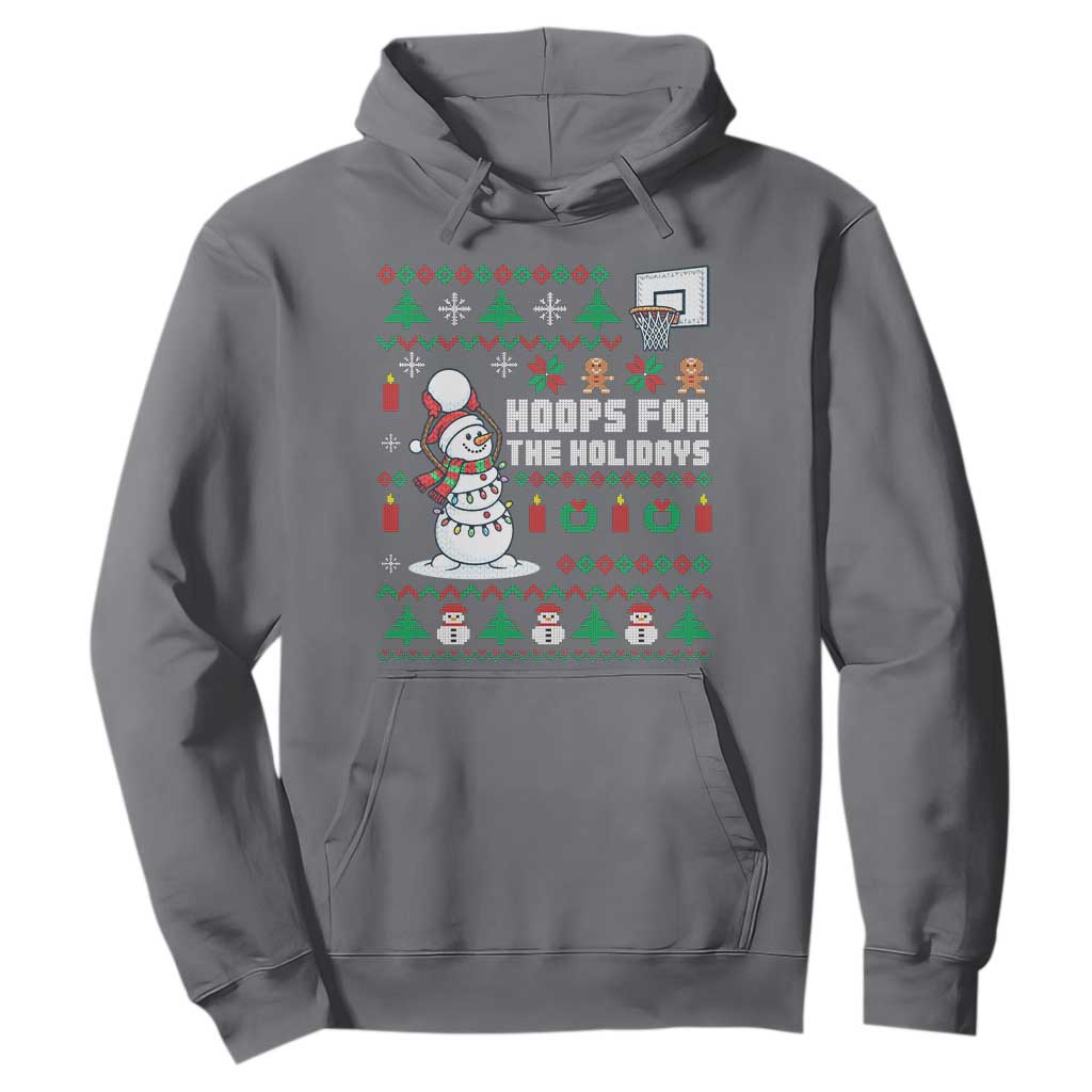 Funny Christmas Basketball Snowmen Hoodie Hoops For The Holidays Ugly Sweater TS12 Charcoal Print Your Wear