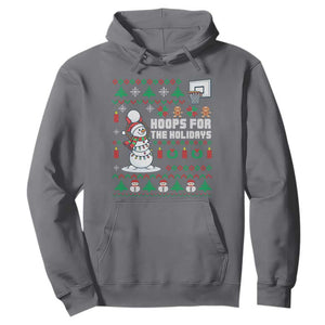 Funny Christmas Basketball Snowmen Hoodie Hoops For The Holidays Ugly Sweater TS12 Charcoal Print Your Wear