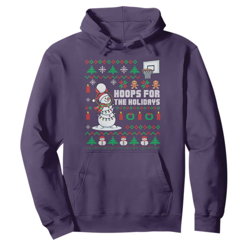 Funny Christmas Basketball Snowmen Hoodie Hoops For The Holidays Ugly Sweater TS12 Purple Print Your Wear