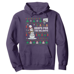 Funny Christmas Basketball Snowmen Hoodie Hoops For The Holidays Ugly Sweater TS12 Purple Print Your Wear