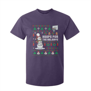 Funny Christmas Basketball Snowmen T Shirt For Kid Hoops For The Holidays Ugly Sweater TS12 Purple Print Your Wear
