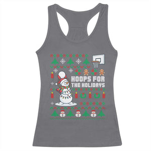 Funny Christmas Basketball Snowmen Racerback Tank Top Hoops For The Holidays Ugly Sweater TS12 Charcoal Print Your Wear