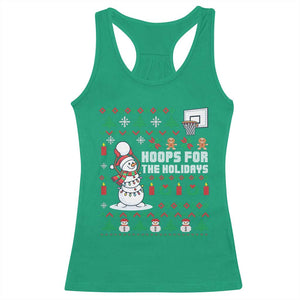 Funny Christmas Basketball Snowmen Racerback Tank Top Hoops For The Holidays Ugly Sweater TS12 Irish Green Print Your Wear