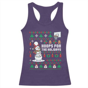 Funny Christmas Basketball Snowmen Racerback Tank Top Hoops For The Holidays Ugly Sweater TS12 Purple Print Your Wear