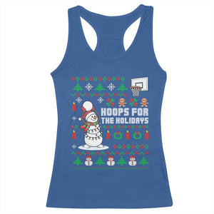 Funny Christmas Basketball Snowmen Racerback Tank Top Hoops For The Holidays Ugly Sweater TS12 Royal Blue Print Your Wear